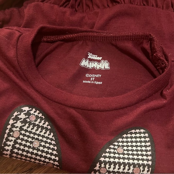 Disney Maroon Minnie Mouse Girls Peplum T-Shirt - Picture 4 of 8